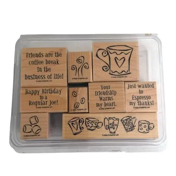 Stampin’ Up wooden stamp set coffee themed 9 stamps - Picture 4 of 6